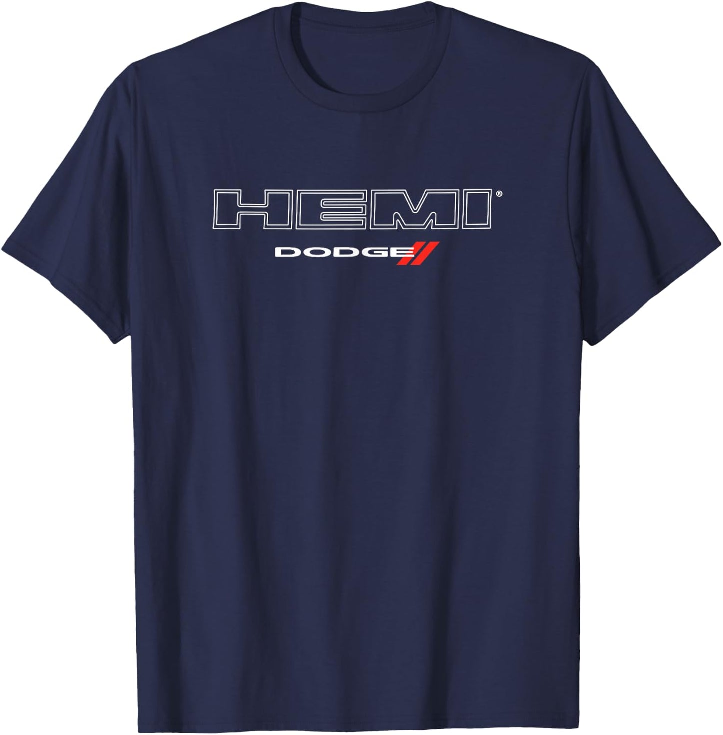 Dodge HEMI Light Wordmark Logo - Black, Small, , Short Sleeve, Classic Fit, Cotton Blend, Casual Modern, Automotive Theme T-Shirt - T-Shirt | Navy