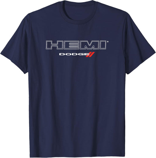 Dodge HEMI Light Wordmark Logo , Black, S T-Shirt - T-Shirt | Navy