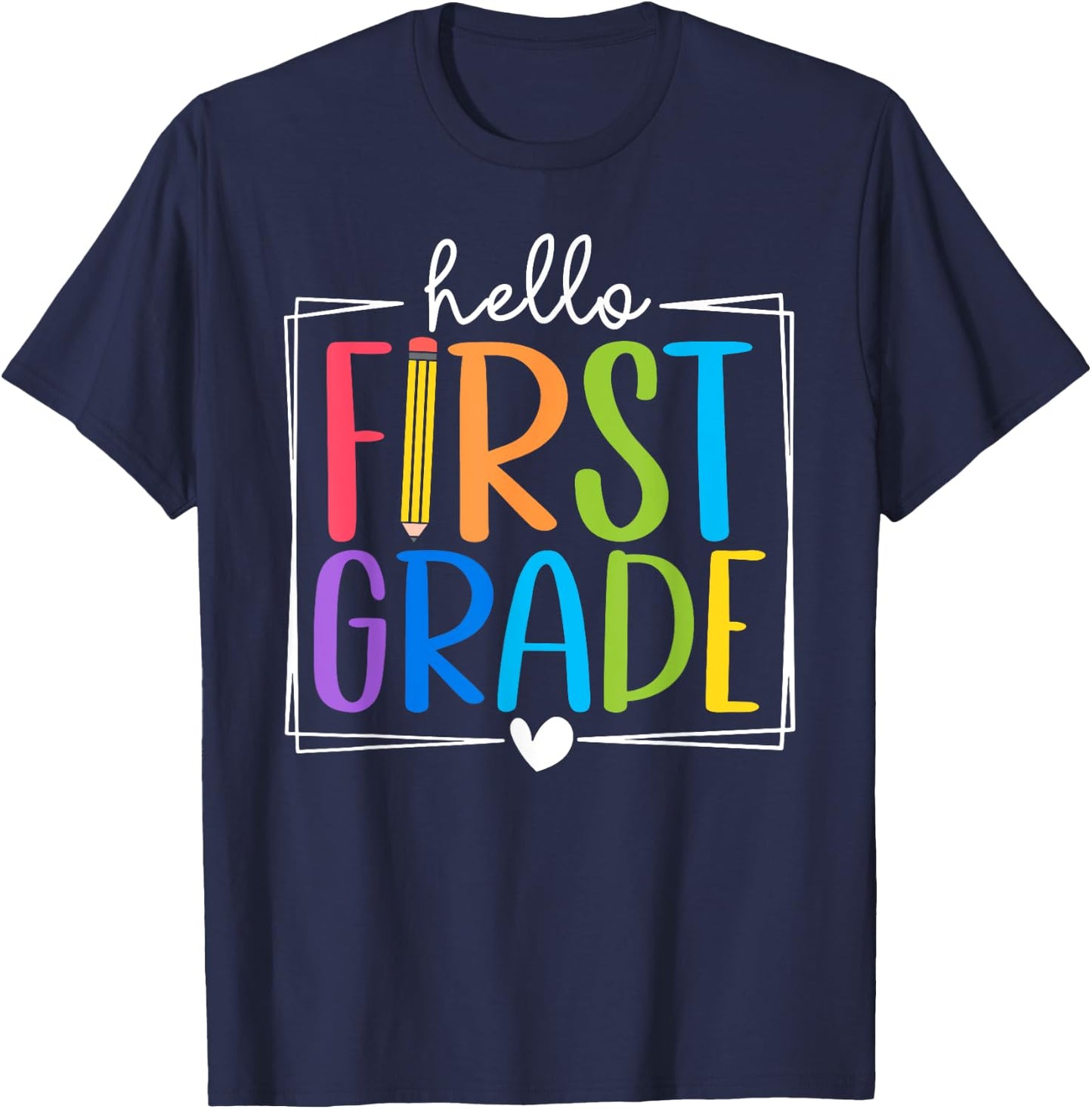 Hello First Grade Team 1st Grade Back to School Teacher Kids T-Shirt - T-Shirt | Navy