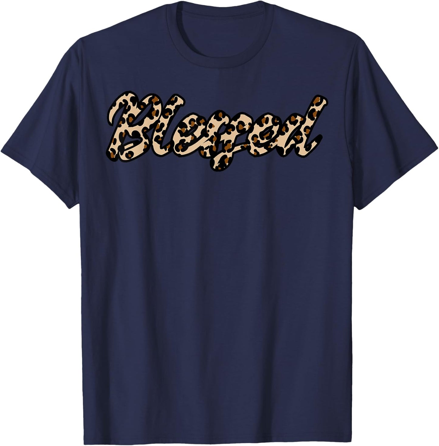 Leopard Design in Blessed T-Shirt - T-Shirt | Navy