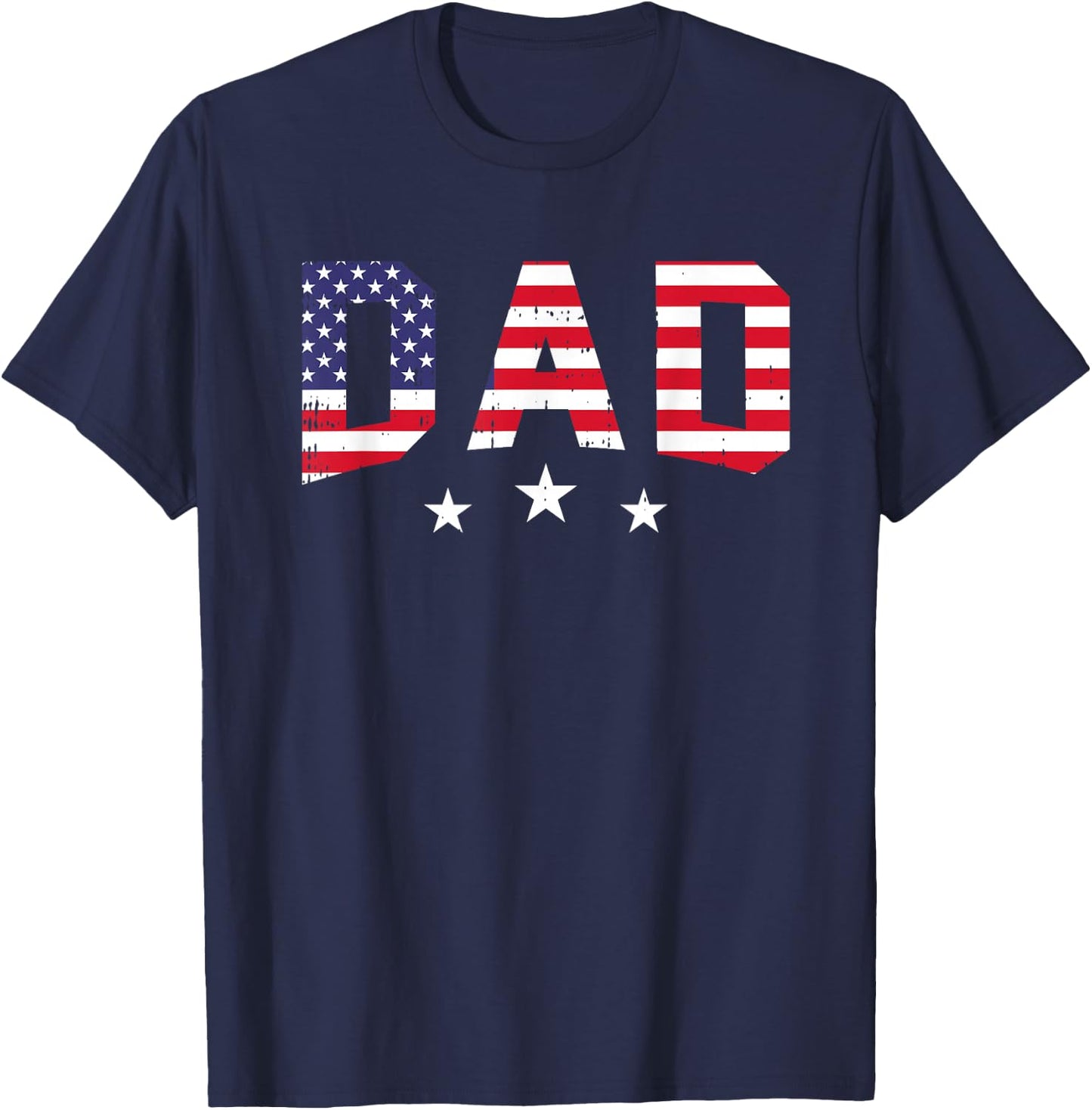 4th Of July Dad Vintage American Flag Patriotic Father T-Shirt - T-Shirt | Navy