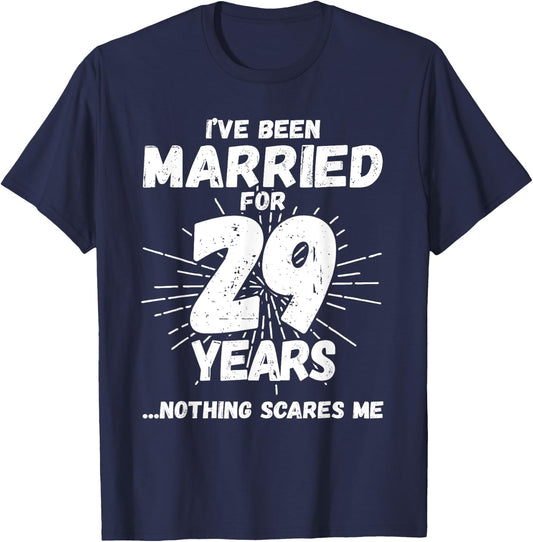 Couples Married 29 Years - Funny 29th Wedding Anniversary T-Shirt - T-Shirt | Navy
