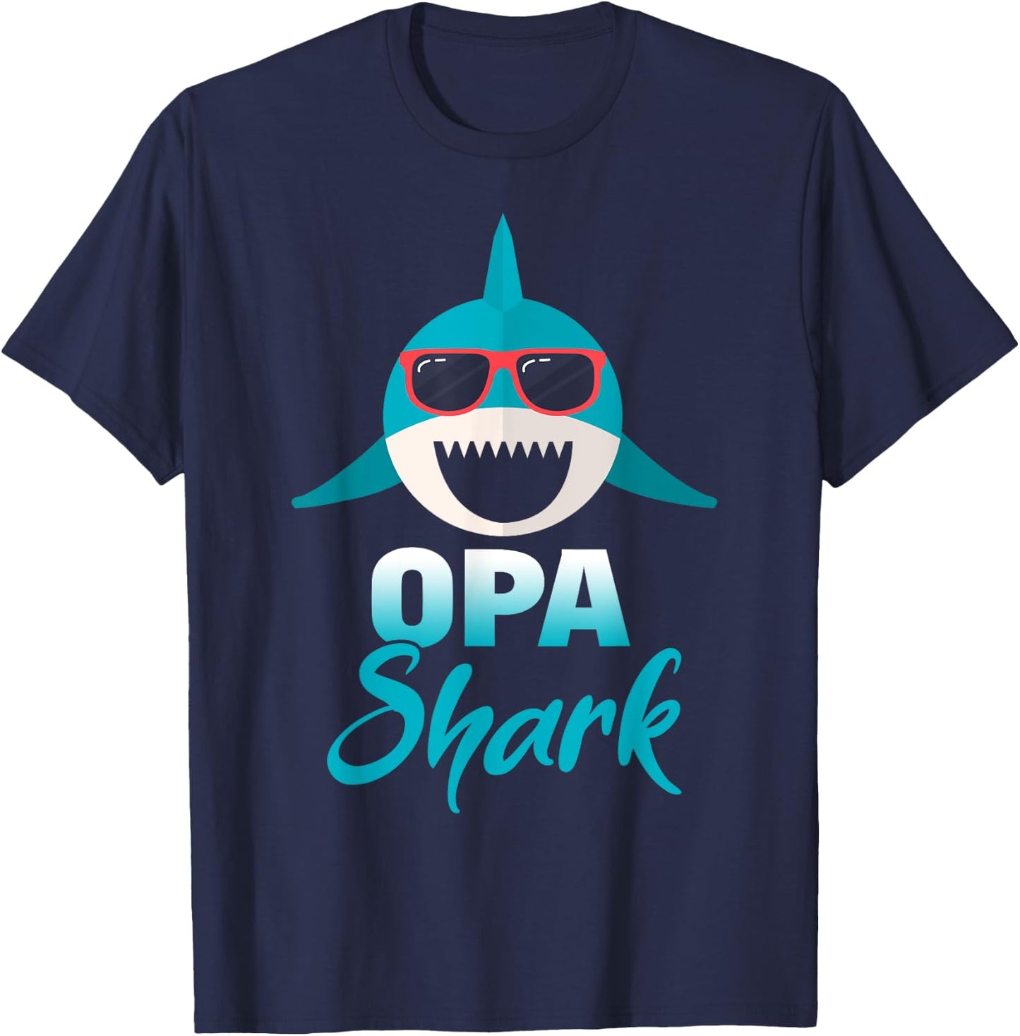 Opa Shark Wearing Cool Sunglasses Grandpa T-Shirt - T-Shirt | Navy