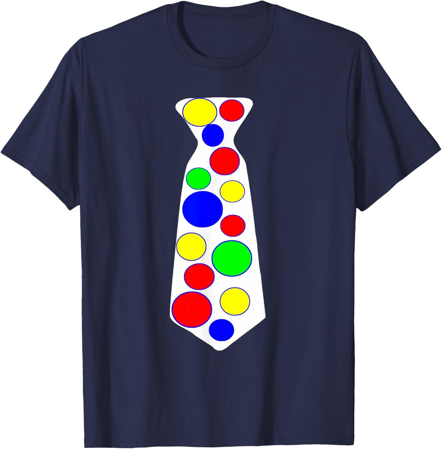 Jumbo Tie Clown Costume Shirt Multi Colored Polka Dots T-Shirt - T-Shirt | Navy