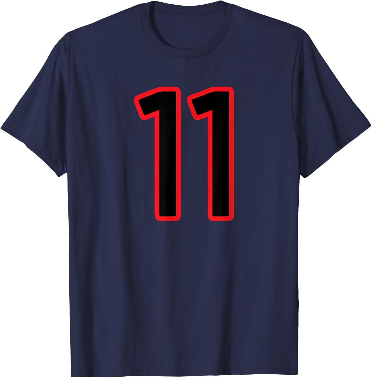 Number #11 Sport Red Black Uni Number T-Shirt - T-Shirt | Navy