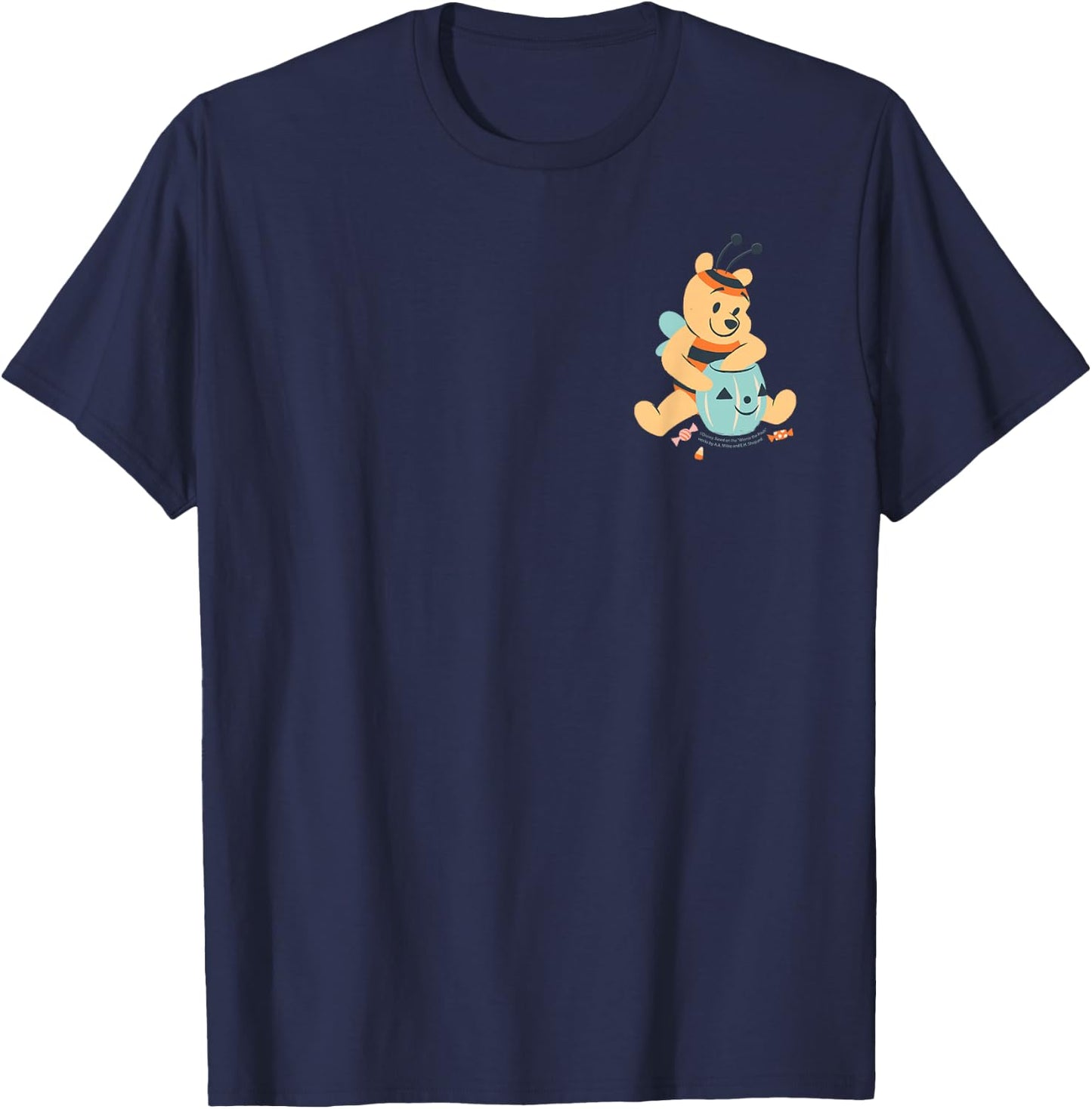 Disney Winnie The Pooh Halloween Hunny Bee and Pumpkin Pot T-Shirt - T-Shirt | Navy