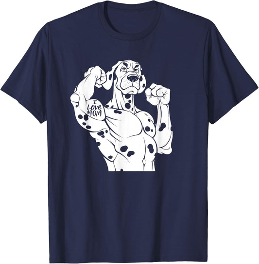 Dog Breed Biceps Tattoo - Four-Legged Dog Dalmatian , black, S T-Shirt - T-Shirt | Navy