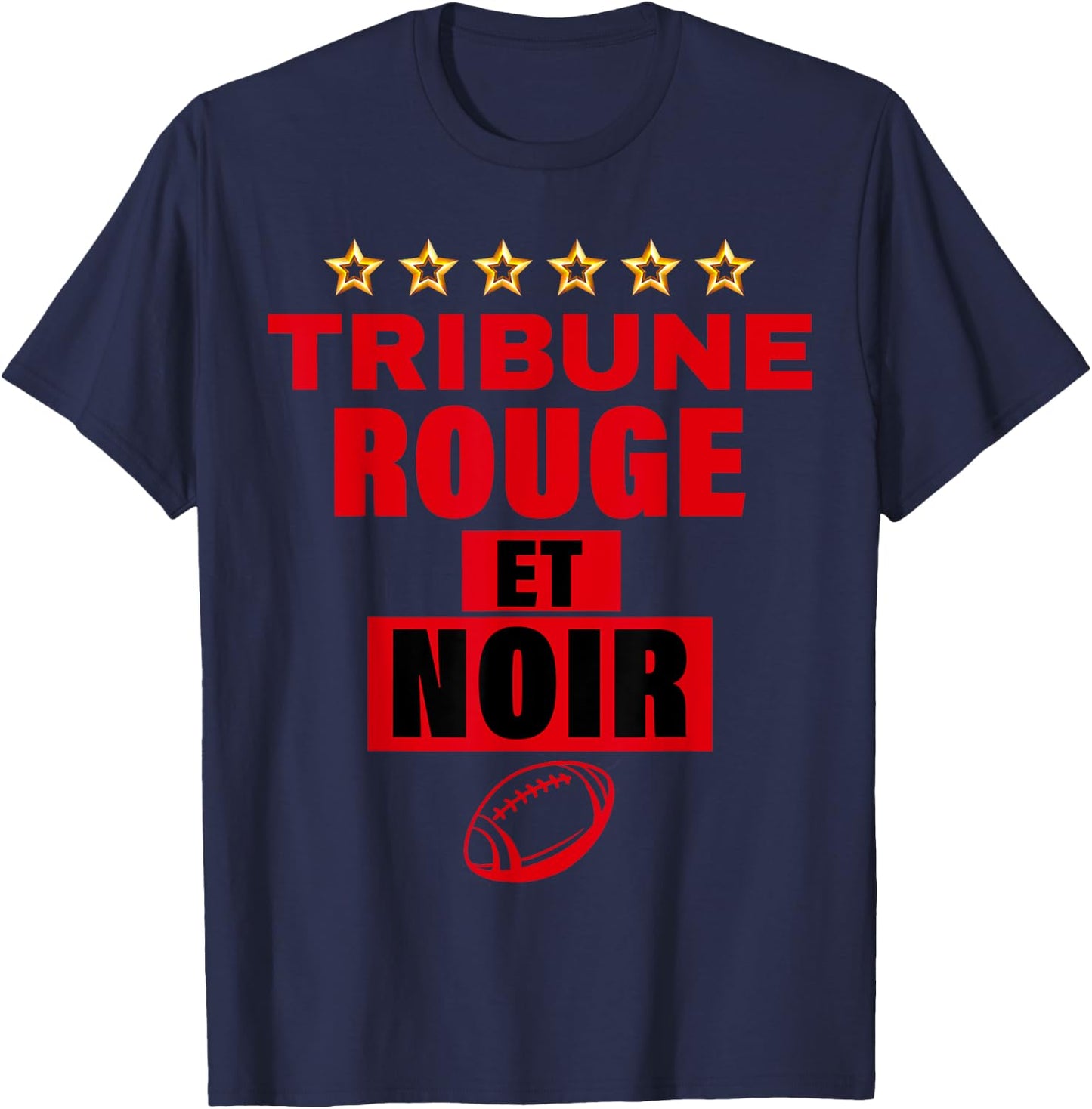 Rugby Toulouse Supporter Tribune Red and Black Man Woman , Black, S T-Shirt - T-Shirt | Navy