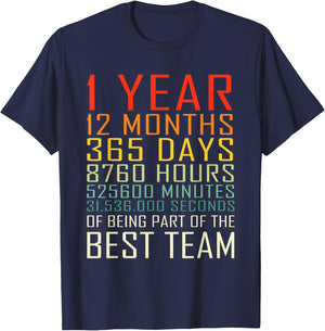 Best Team Vintage Work Anniversary 1 Years Employee T-Shirt - T-Shirt | Navy
