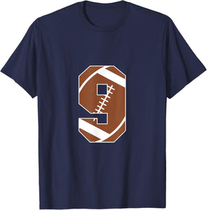 9th Birthday Kids Football Birthday Party 9 Years Old Boys T-Shirt - T-Shirt | Navy