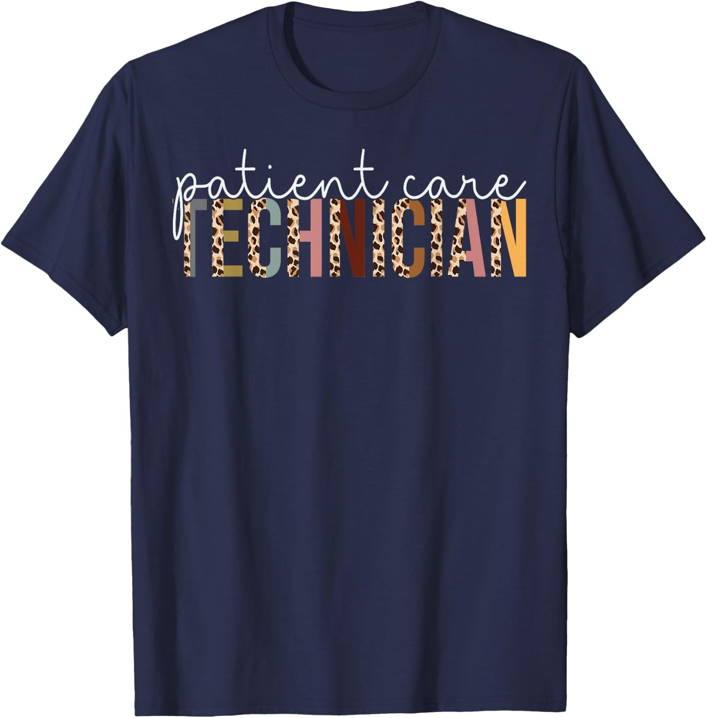 Leopard Patient Care Technician Appreciation Gift T-Shirt - T-Shirt | Navy