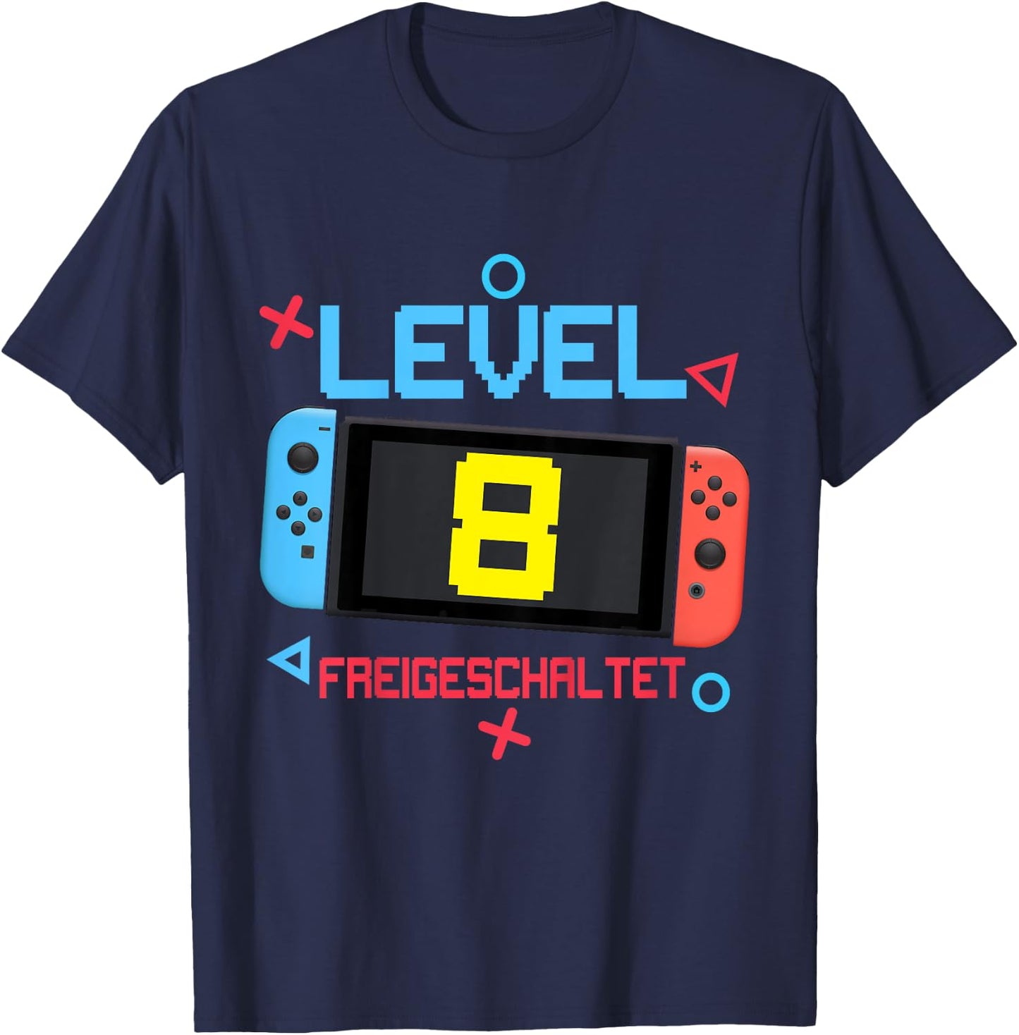Kids 8th Birthday Boy 8 Years Old Level 8 Unlocked , black T-Shirt - T-Shirt | Navy