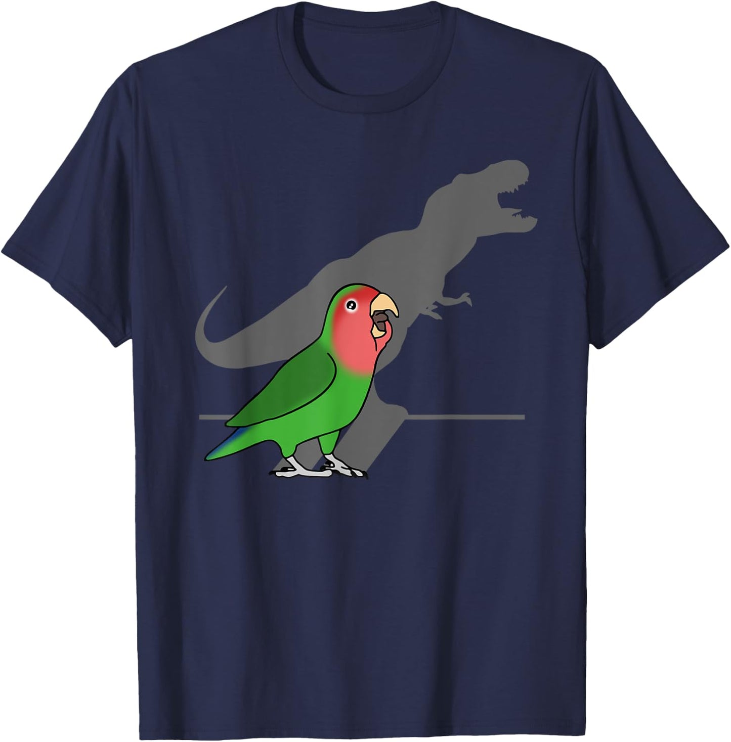 Funny Dinosaur T-Rex Shadow Rosy faced Green Lovebird T-Shirt - T-Shirt | Navy