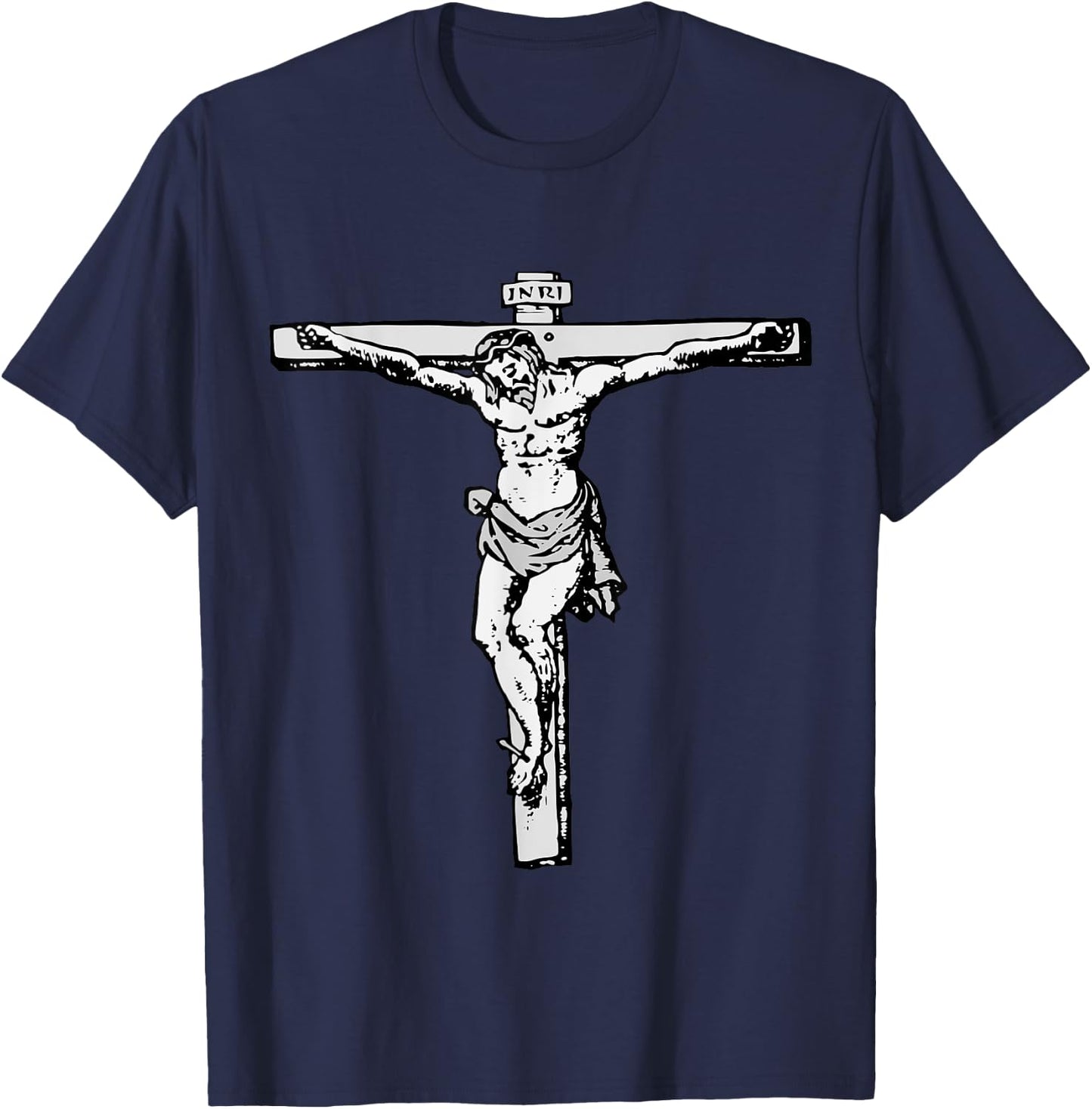 Lord Jesus Christ of Nazareth Crucifix INRI Cross T-Shirt - T-Shirt | Navy