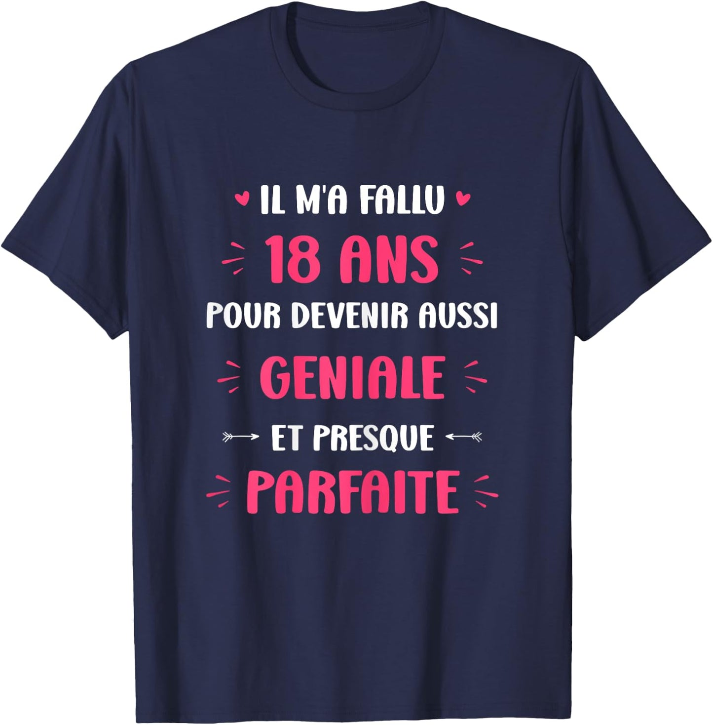 Funny Awesome 18 Years Woman Birthday 18 Years , Black, Female X-Small T-Shirt - T-Shirt | Navy