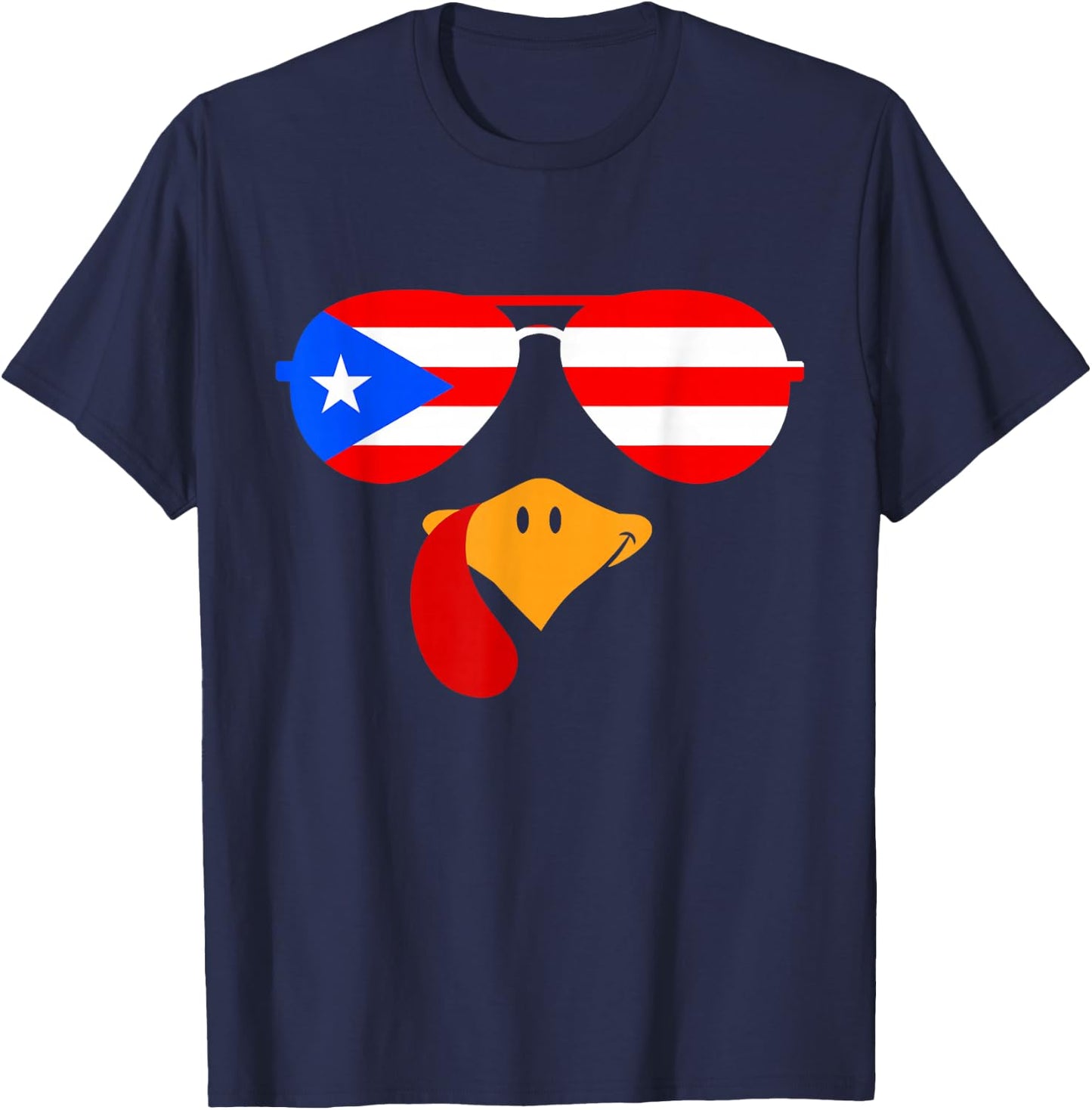 Turkey Face Thanksgiving For Boys Puerto Rico Flag Boricua T-Shirt - T-Shirt | Navy