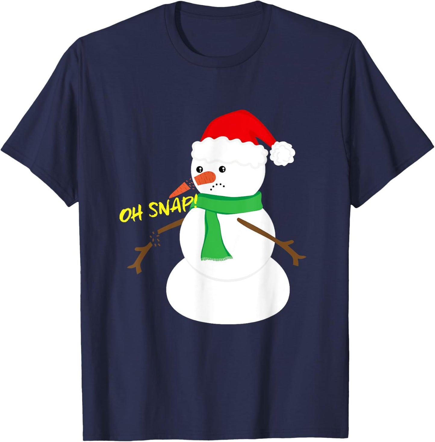 Oh Snap! Broken Nose Arm Snowman Christmas T-Shirt - T-Shirt | Navy