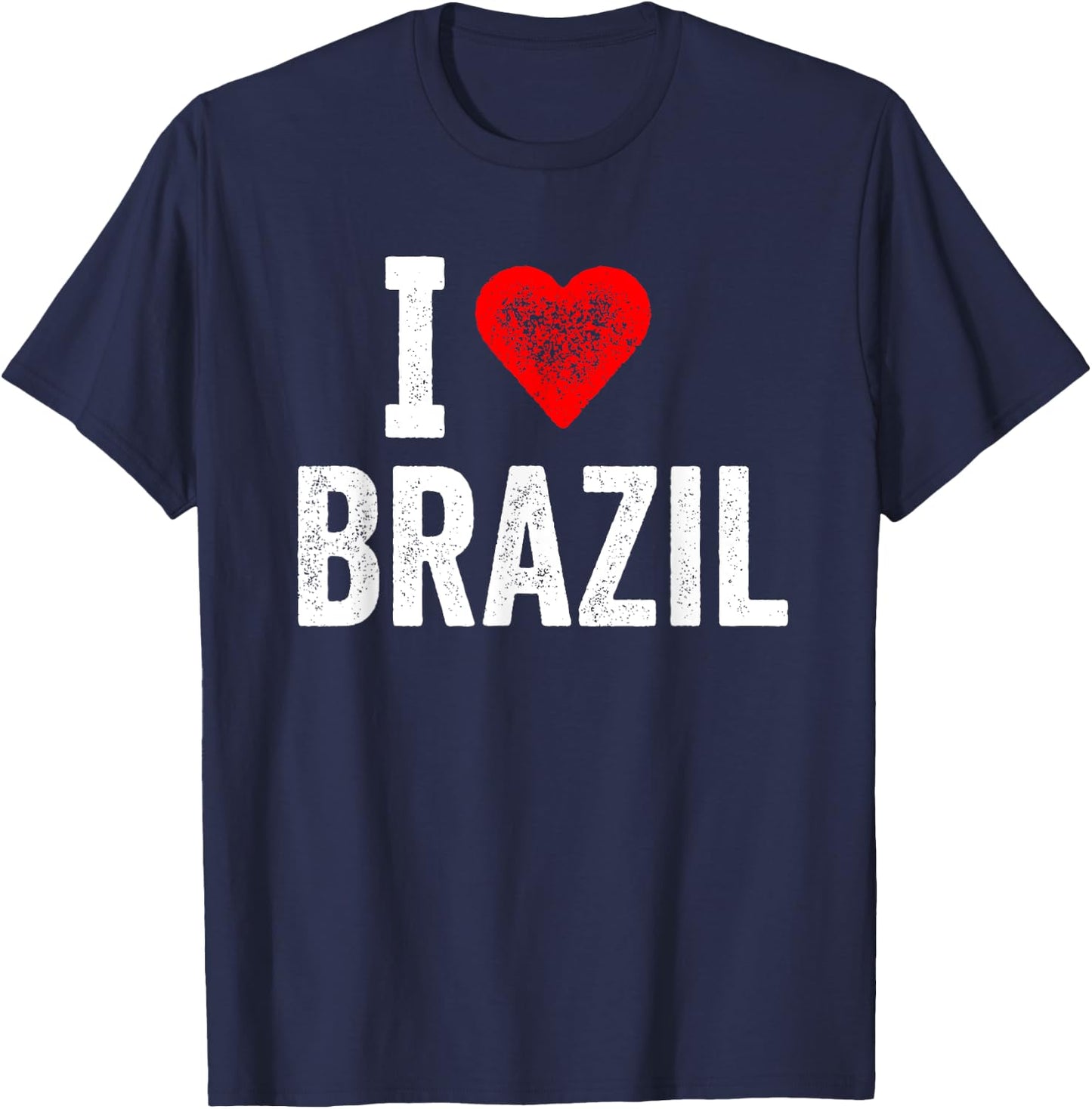 Funny Retro Design I Love Brazil with a Red Heart T-Shirt - T-Shirt | Navy