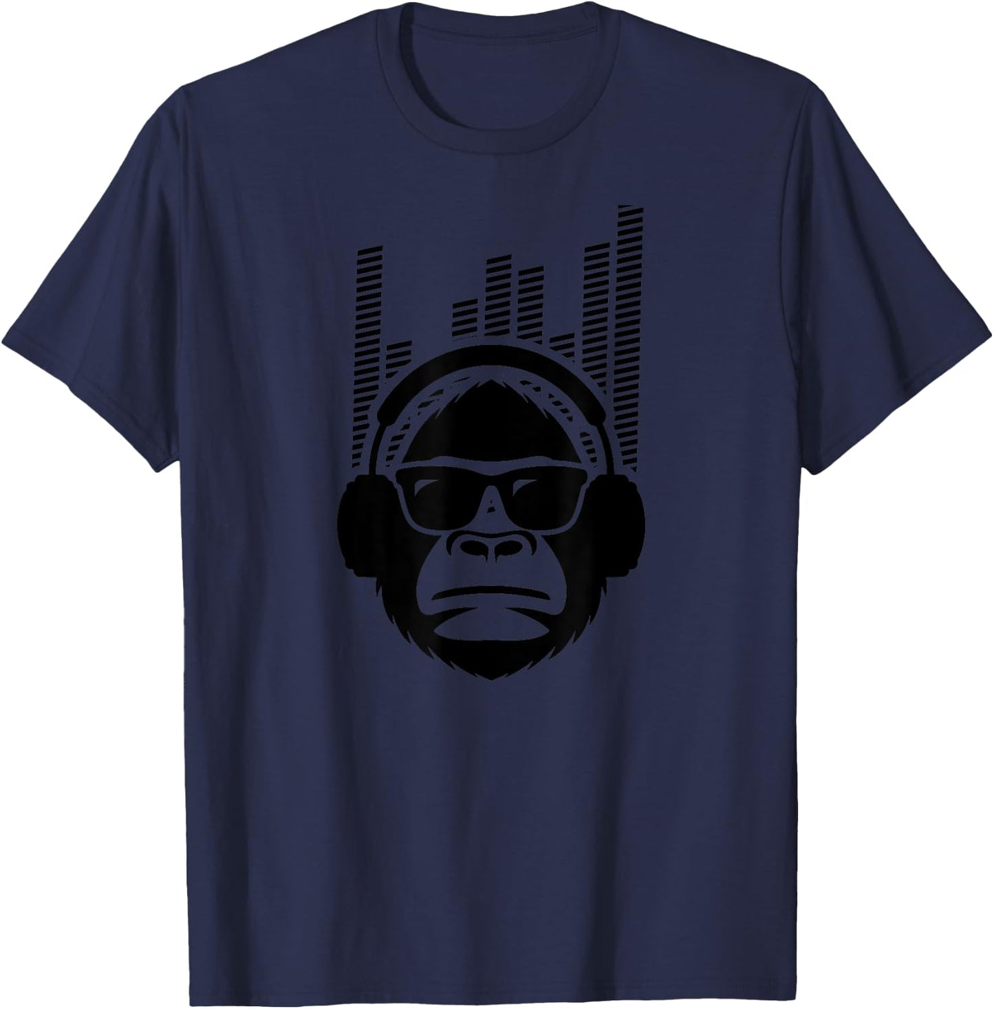 Solid Jammin Monkey Rockin Headphones Shades T-Shirt - T-Shirt | Navy