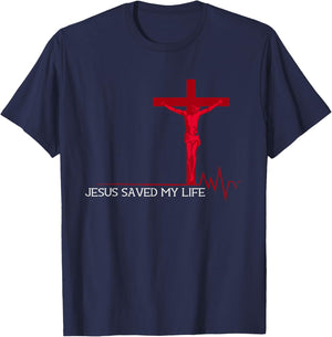 Jesus Saved My Life Christian T-Shirt - T-Shirt | Navy