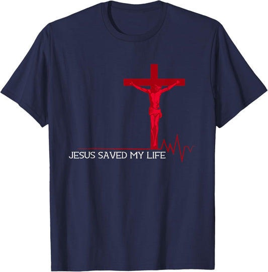 Jesus Saved My Life Christian T-Shirt - T-Shirt | Navy