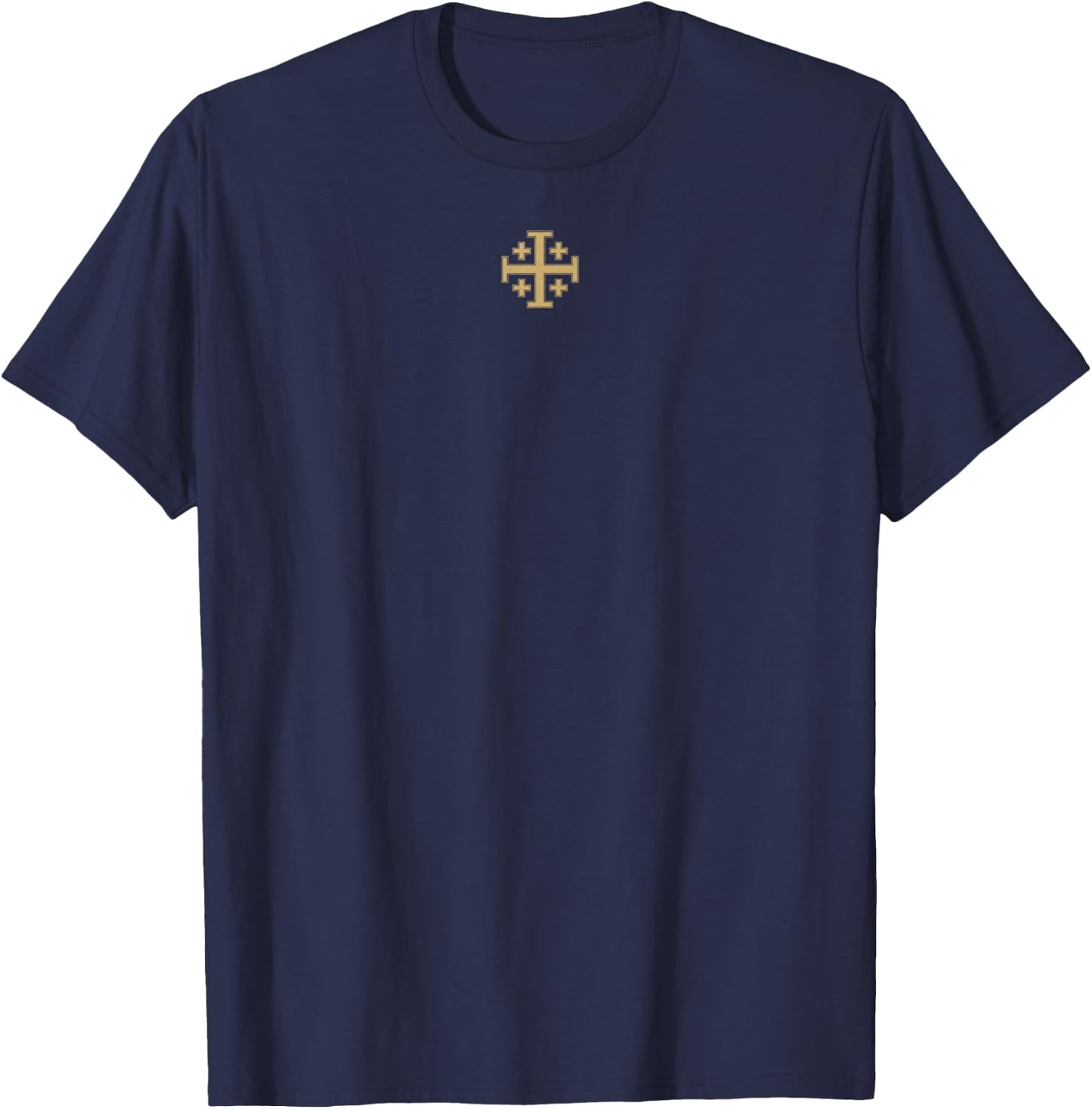 KNIGHT'S TEMPLAR JERUSALEM CROSS FIVE-FOLD CROSS , Adults, Historical Interested, Culture Enthusiasts, Symbolism Fans, , Young and Old, Short Sleeve , Black, S T-Shirt - T-Shirt | Navy