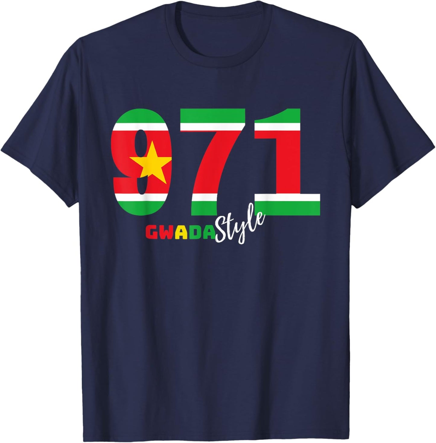 Guadeloupe 971 GwadaStyle - Caribbean Pride Design , Black, S T-Shirt - T-Shirt | Navy