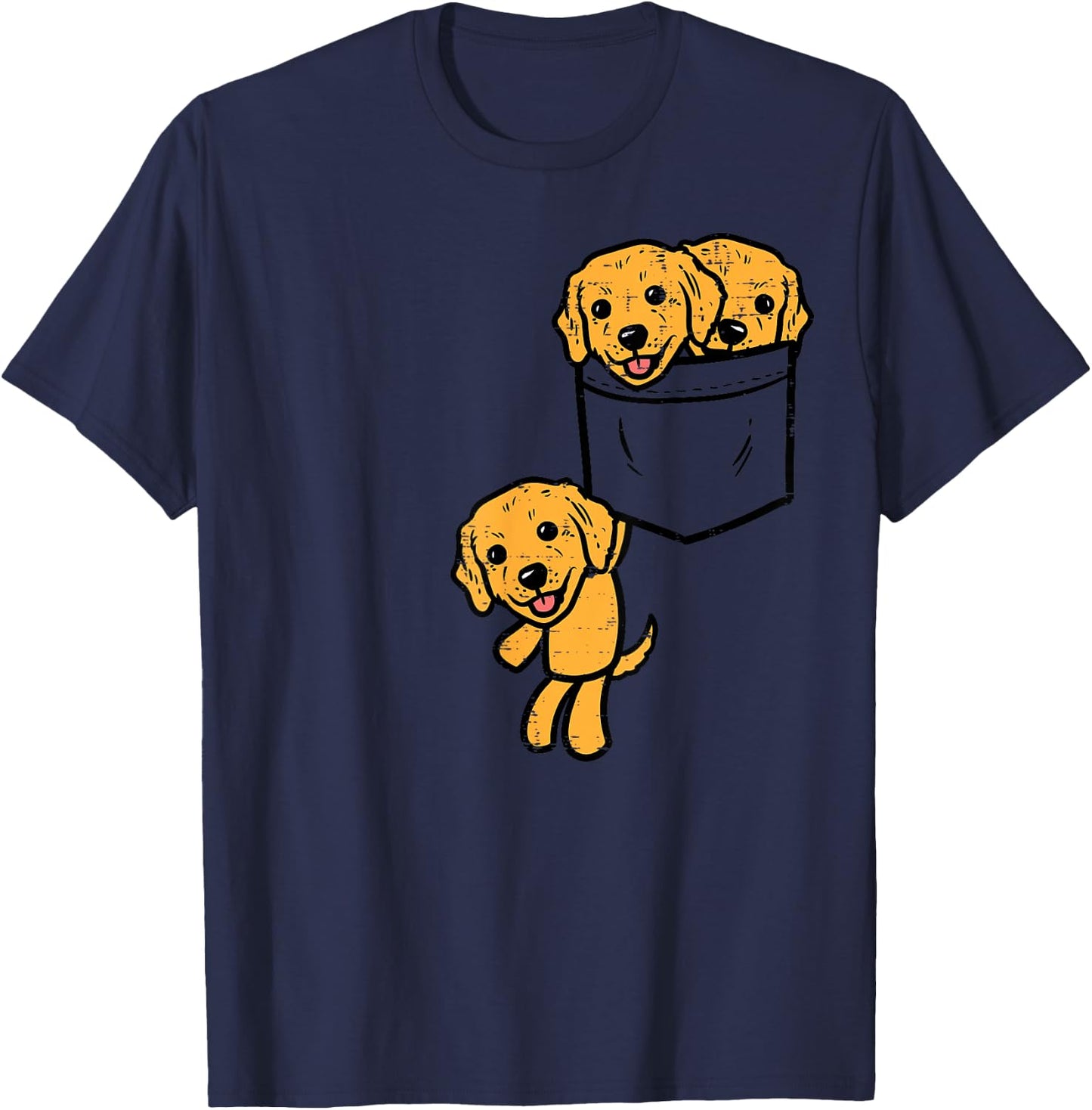Pocket Golden Retriever Puppies Cute Dog Lover Owner Gift T-Shirt - T-Shirt | Navy