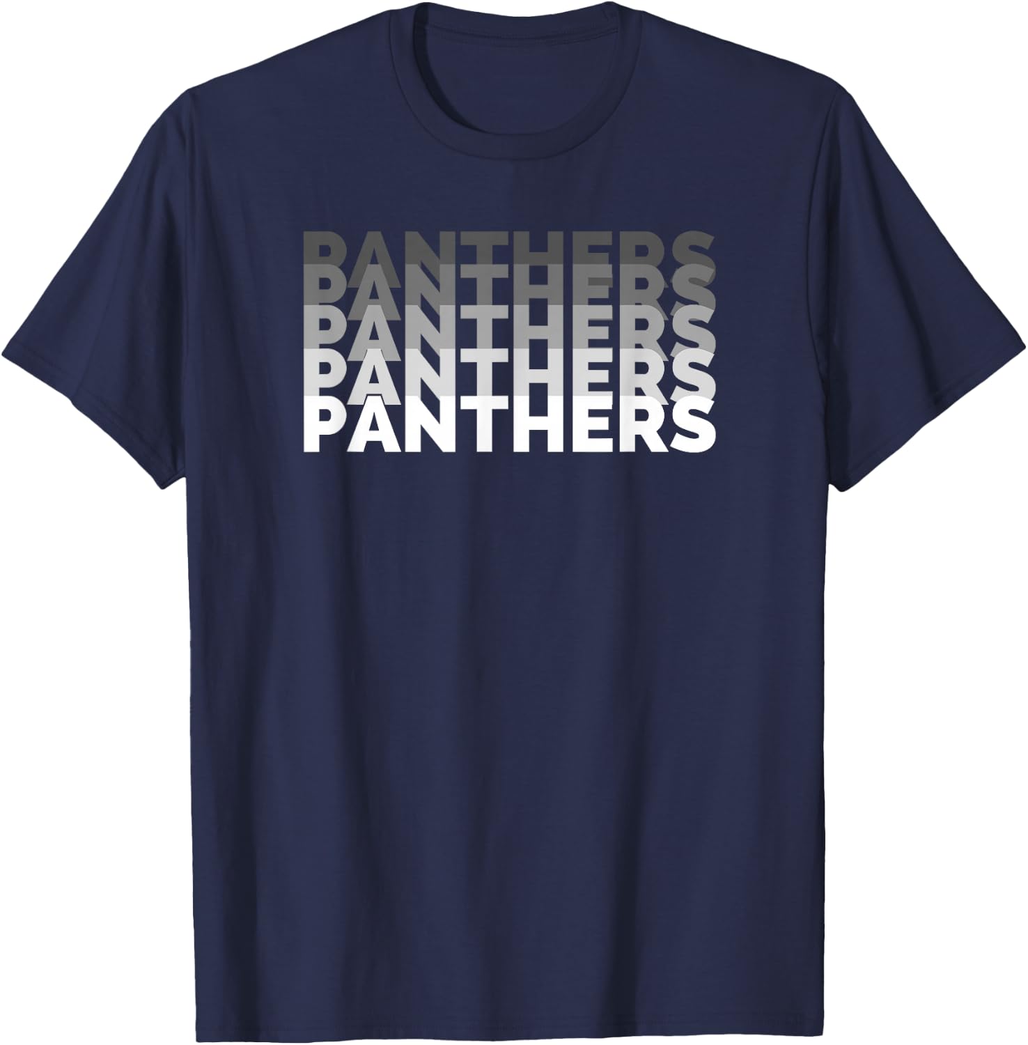 Panther repeat white gray text High School Spirit Fan Wear T-Shirt - T-Shirt | Navy
