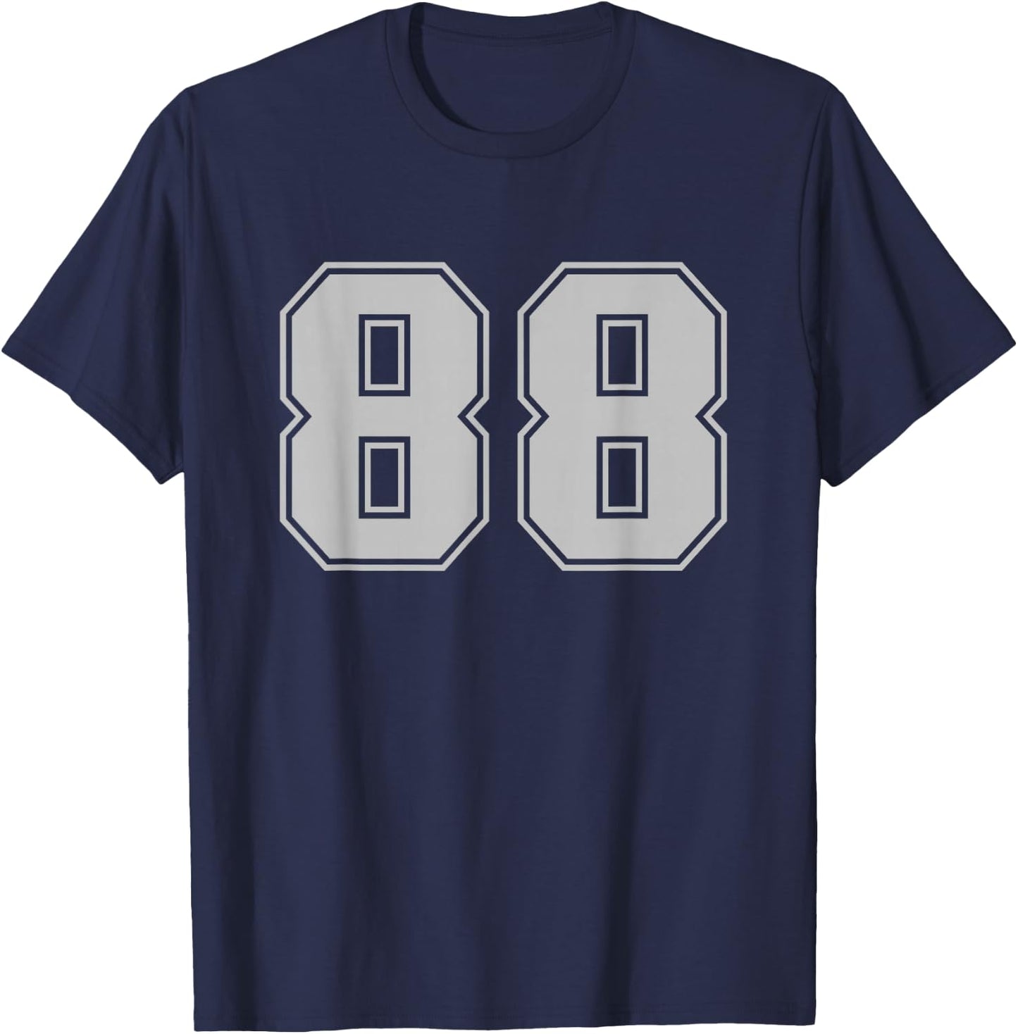 Number #88 Silver Sport Varsity Number T-Shirt - T-Shirt | Navy