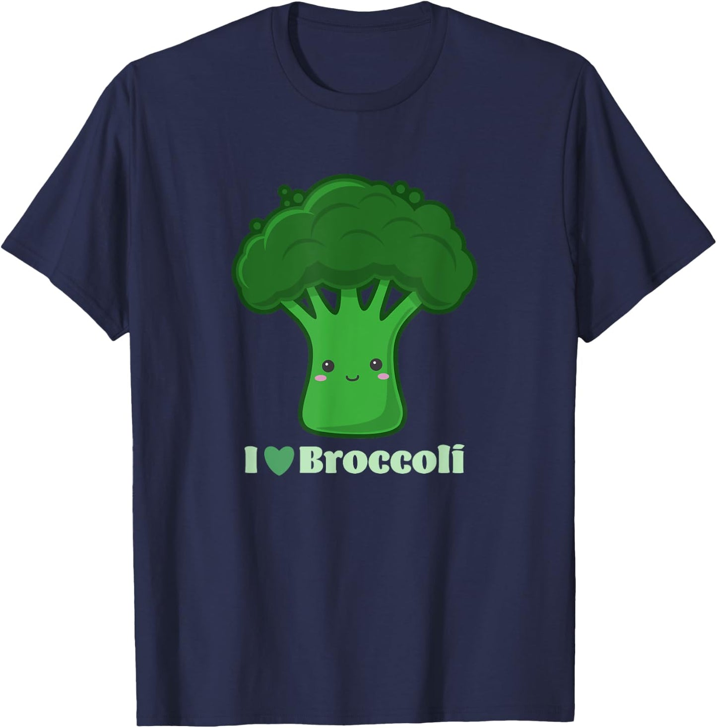 Funny Vegan Cute Vegetables I Love Broccoli , Black, S T-Shirt - T-Shirt | Navy