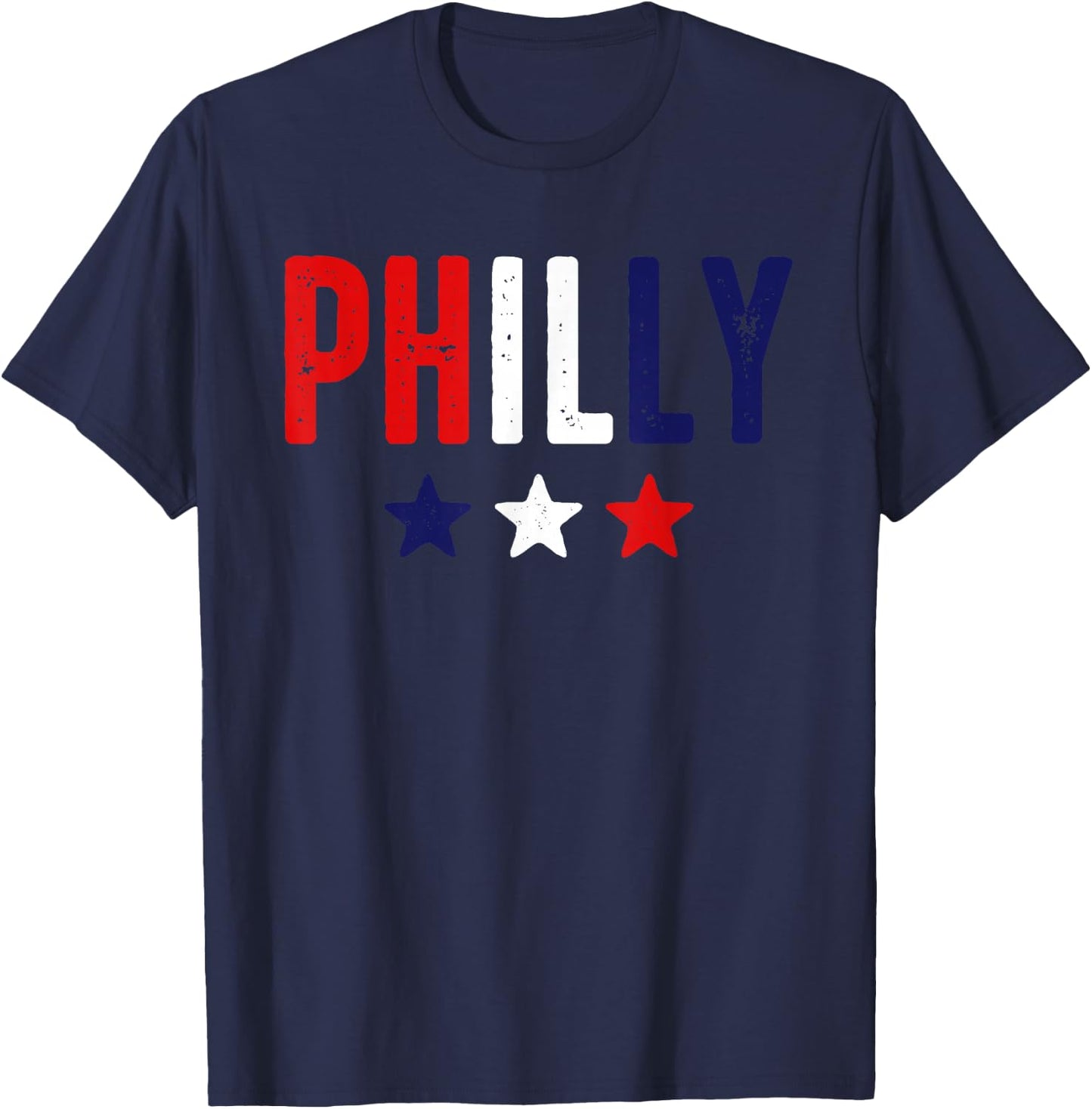 Philadelphia Red White Blue Stars 4th of July Patriotic Gift Kids Men T-Shirt - T-Shirt | Navy