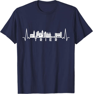 Herzschlag Skyline Deutschland Trier T-Shirt - T-Shirt | Navy