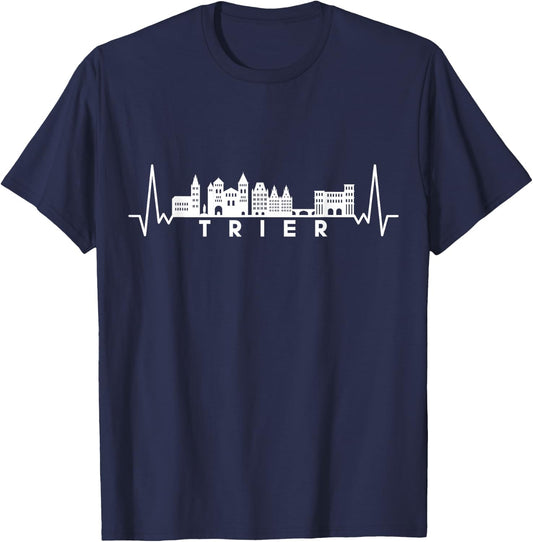 Herzschlag Skyline Deutschland Trier T-Shirt - T-Shirt | Navy