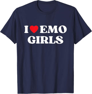 I Heart Emo Girls Funny Quote Red Heart Emo Girl Style T-Shirt - T-Shirt | Navy