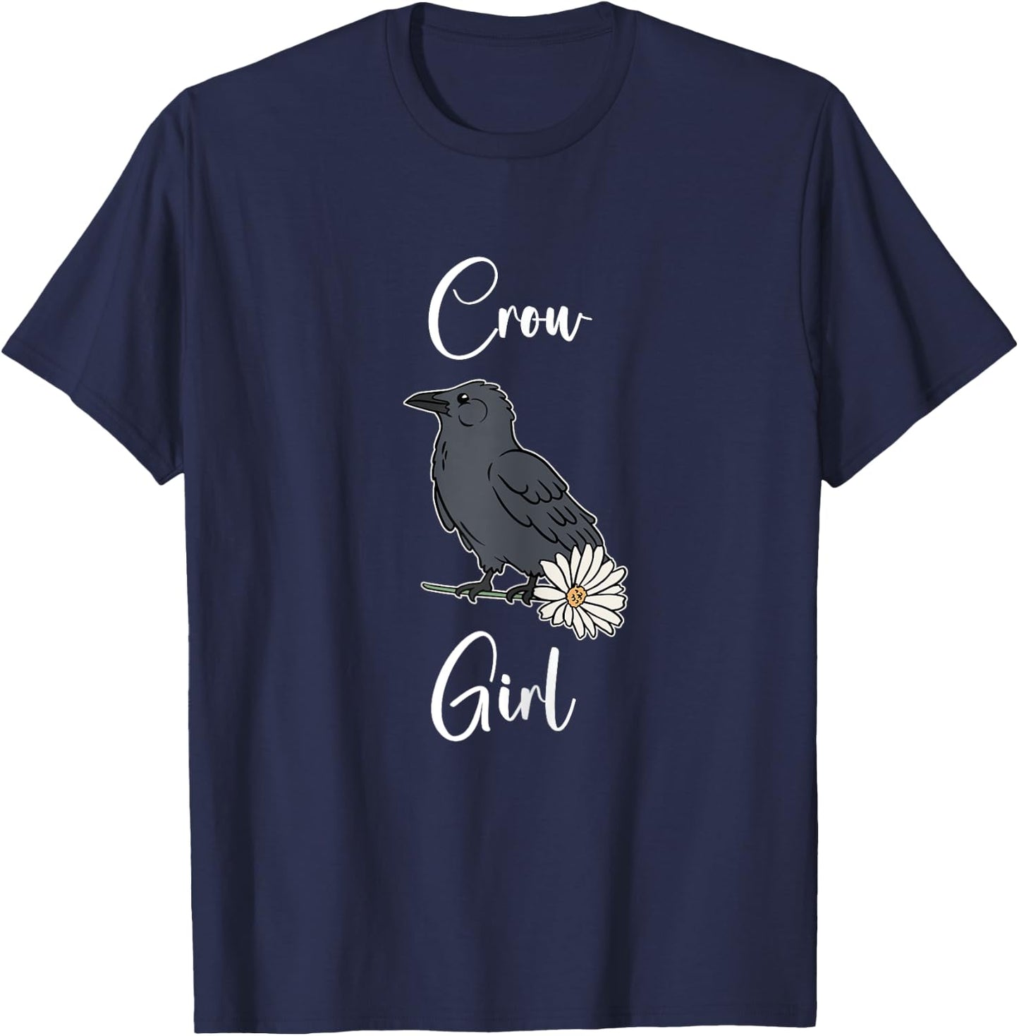 Crow Girl Shirt Cute Cartoon Crow I Love Crows T-Shirt - T-Shirt | Navy
