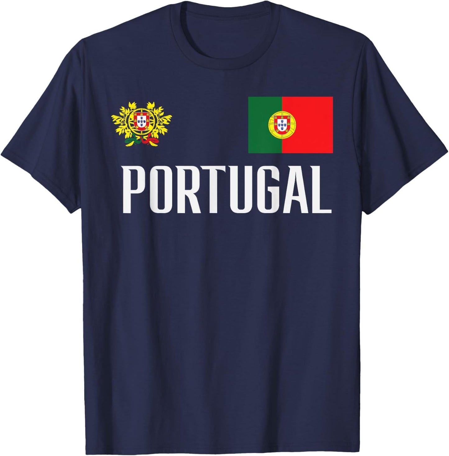 Portugal Flag Portuguese Football Soccer Fan Men Women Kids T-Shirt - T-Shirt | Navy