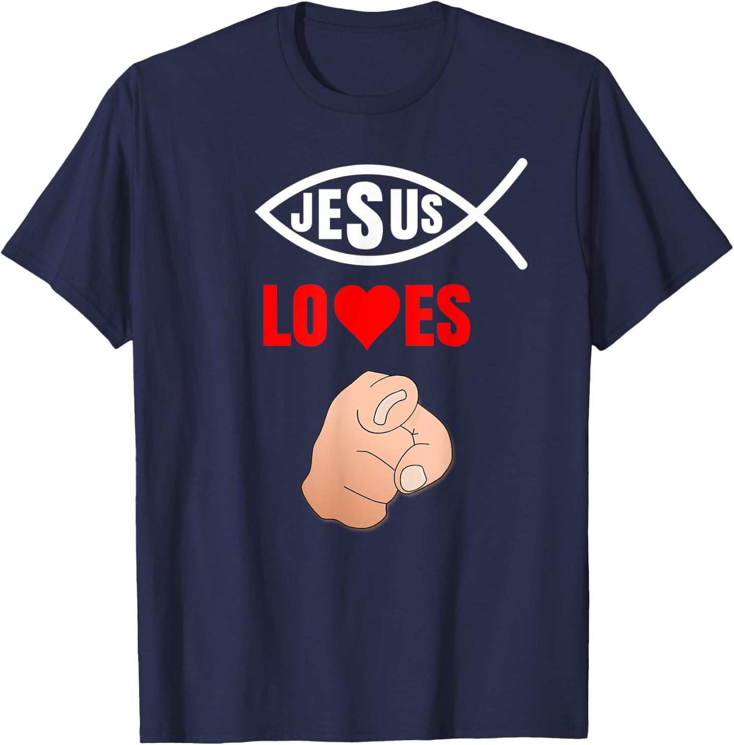 Ichthys Jesus loves you - Christian Ichthus Fish Ichthys4m3 T-Shirt - T-Shirt | Navy
