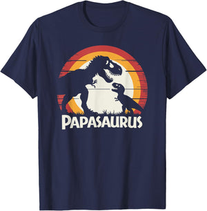Papa Dinosaur Tyrannosaurus Rex Men's PapaSaurus T-Shirt - T-Shirt | Navy