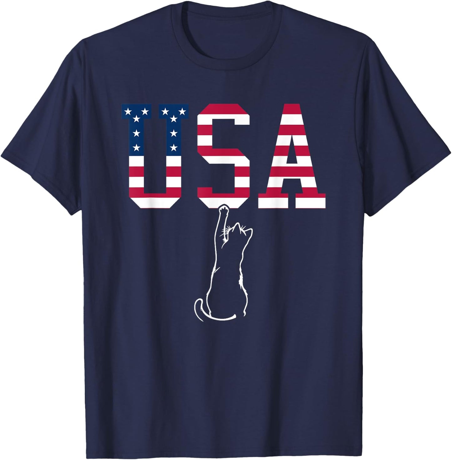 Funny USA Cat Shirt | Funny USA Shirt | USA Kitten T-Shirt - T-Shirt | Navy