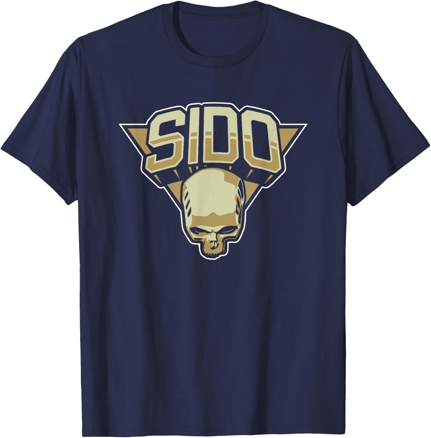 SIDO Women's Skull Black Oversize Skull Pattern Classic with Skull Pattern Small EU Regular Small T-Shirt - T-Shirt | Navy