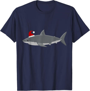 Santa Shark Christmas Shark T-Shirt - T-Shirt | Navy