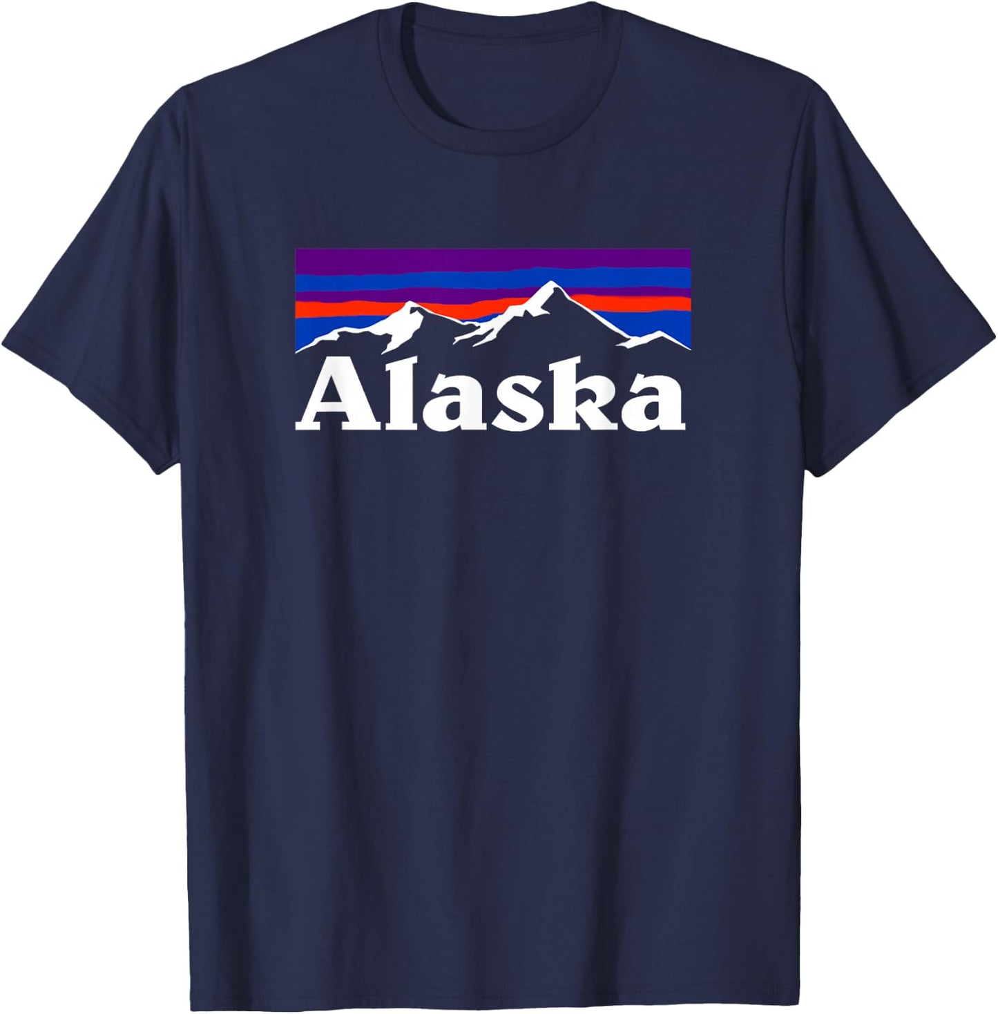 Alaska Retro Vintage Mountains & Outdoors Wilderness State T-Shirt - T-Shirt | Navy