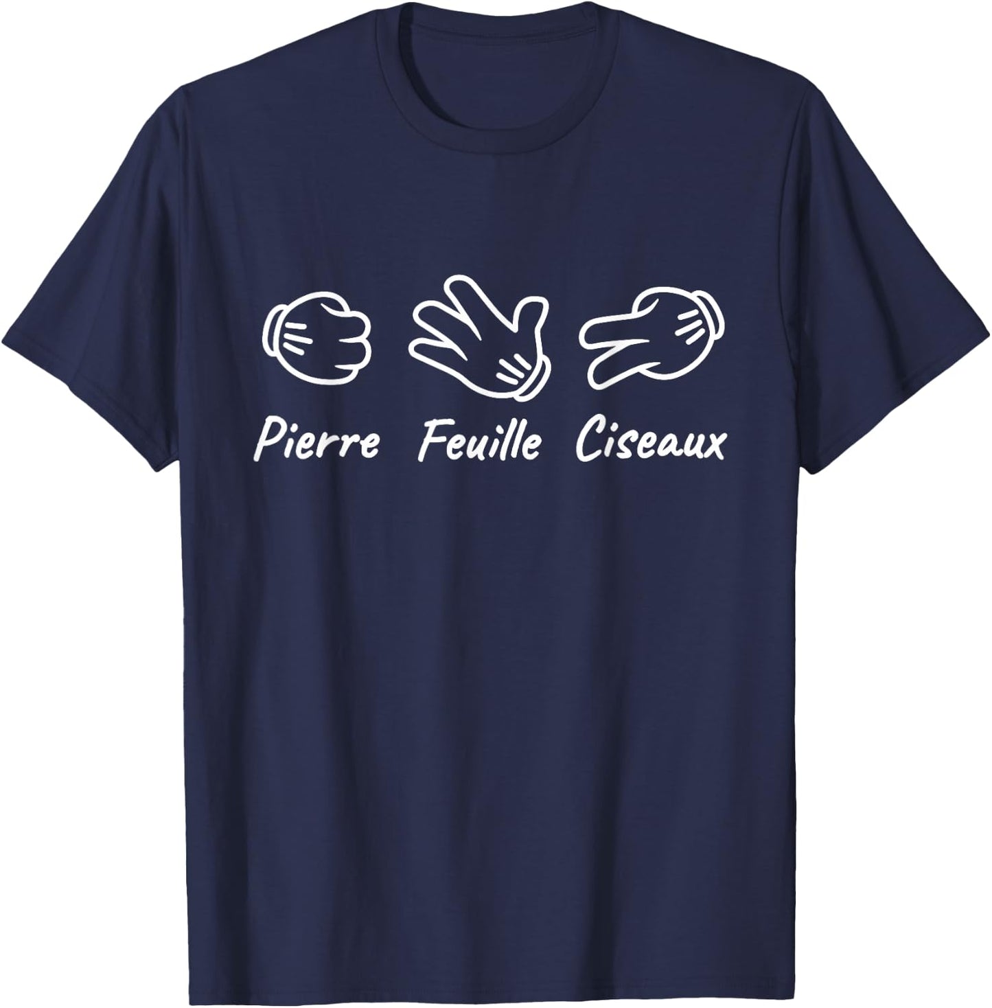 Humor Chifoumi Stone Leaf Scissors Hand Game , Black, S T-Shirt - T-Shirt | Navy