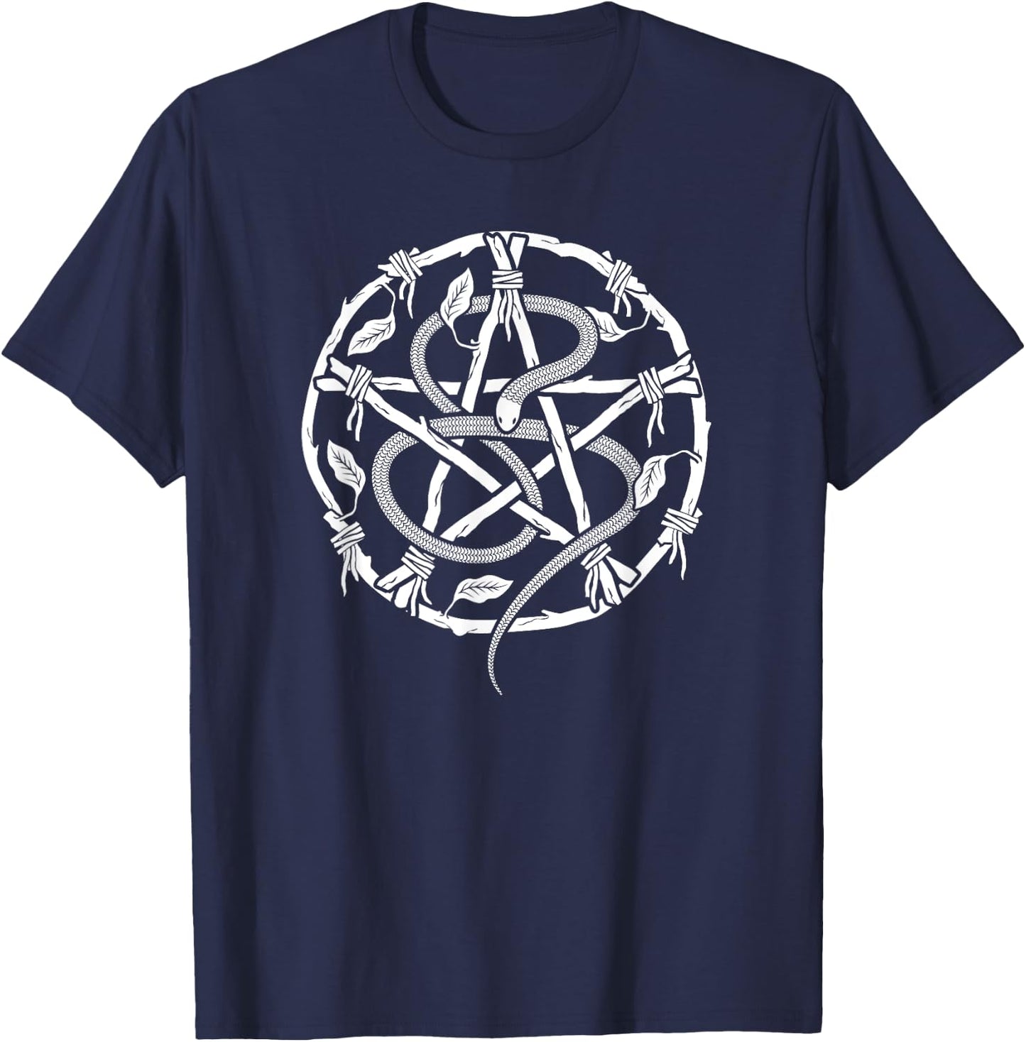 Wiccan Nature Witch Pentacle And Snake T-Shirt - T-Shirt | Navy