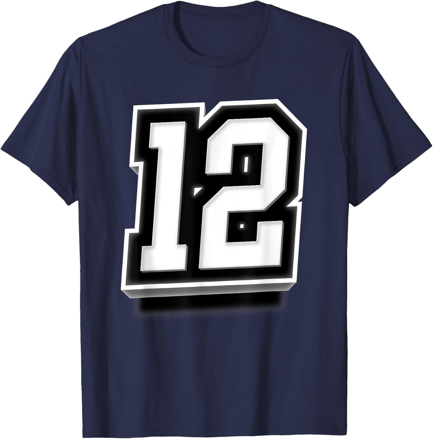 Number 12 Sports Team Fan T-Shirt - T-Shirt | Navy
