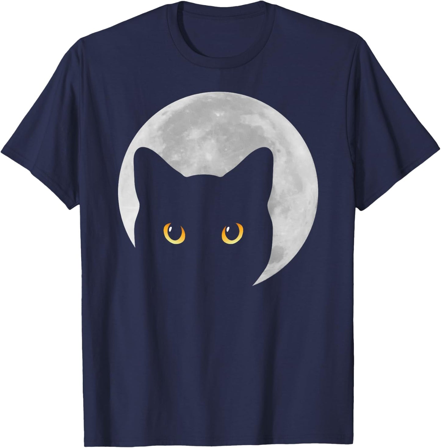 Black Cat Yellow Eyes Moon Kitten Men Women Kids T-Shirt - T-Shirt | Navy