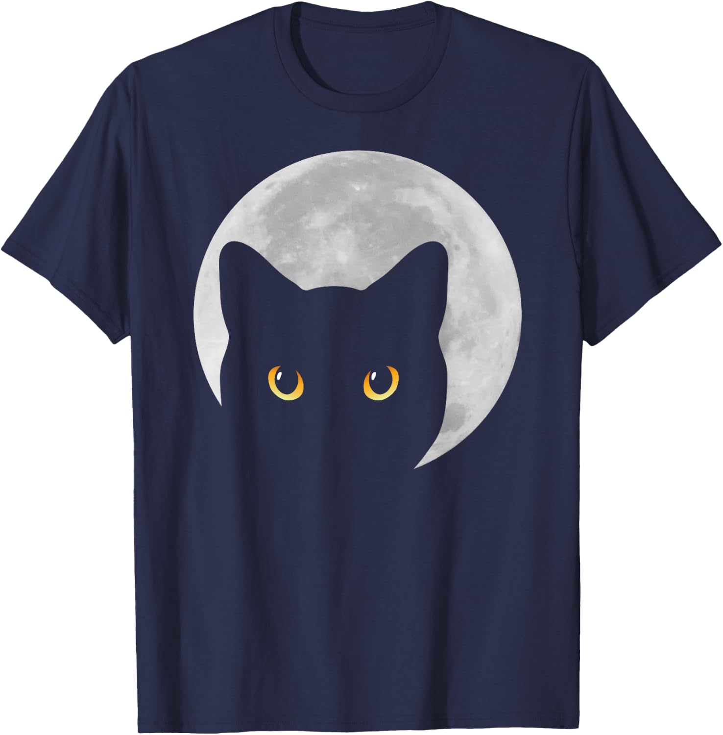 Black Cat Yellow Eyes Moon Kitten Men Women Kids T-Shirt - T-Shirt | Navy