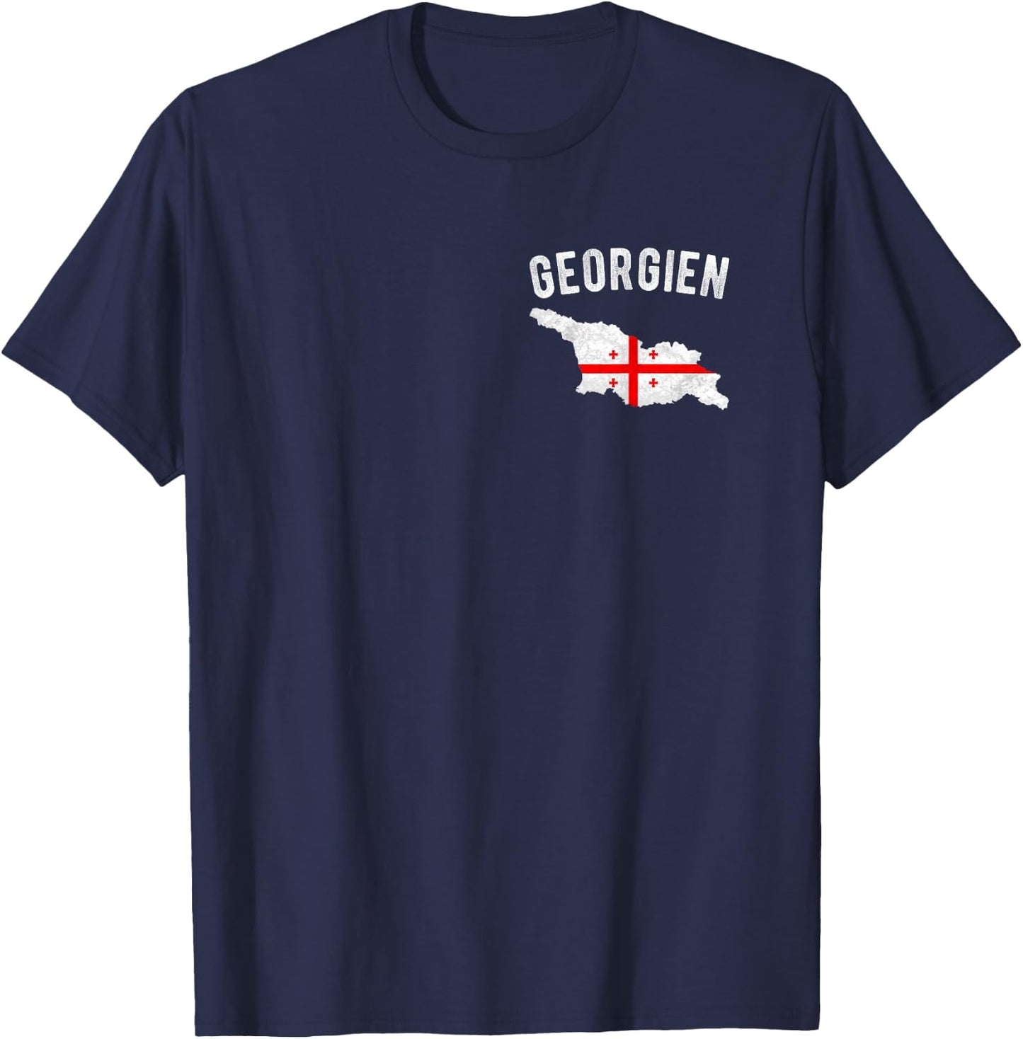 Georgia Flag in the Outline of Georgia , black T-Shirt - T-Shirt | Navy