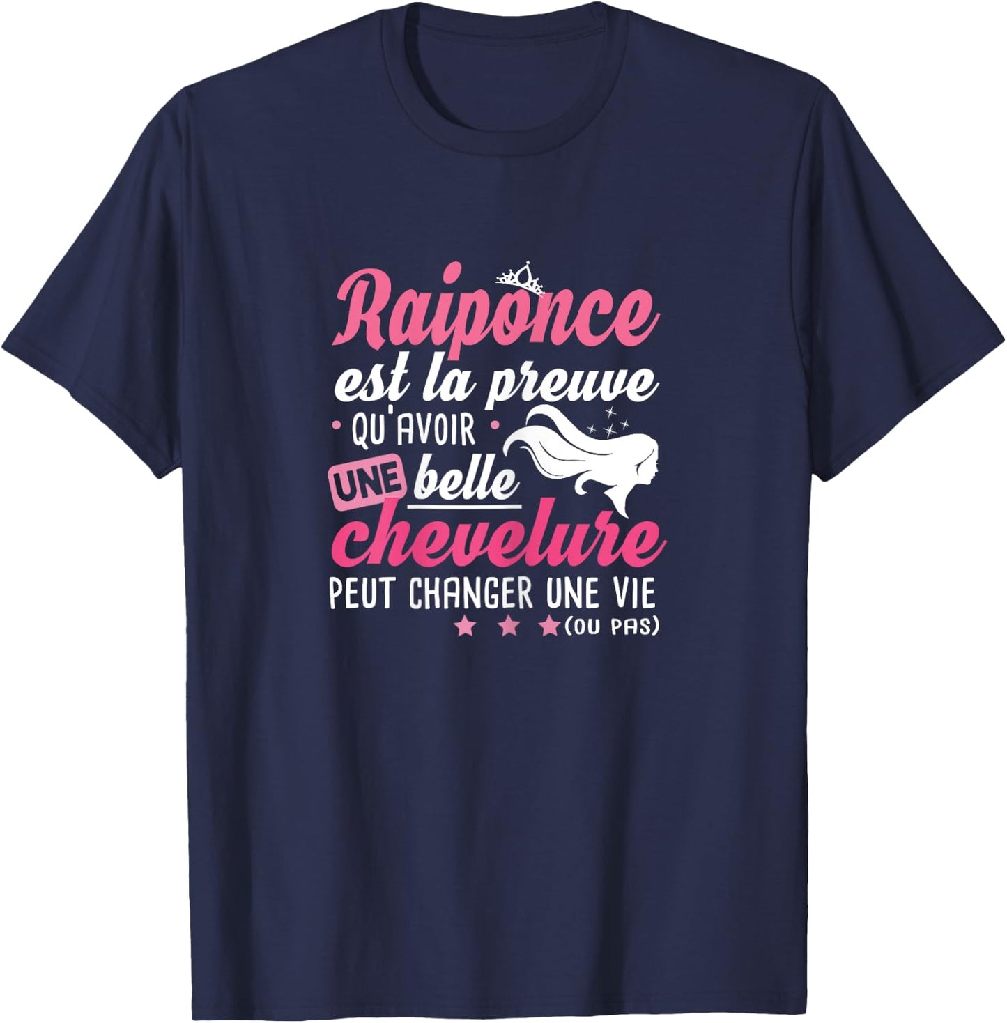Rapunzel Hair Gift Dressing Table Hairstyle Humour Woman , Black T-Shirt - T-Shirt | Navy